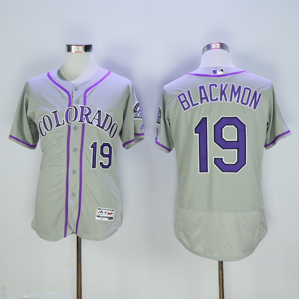 Men Colorado Rockies #19 Blackmon Grey MLB Jerseys